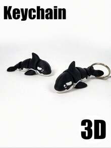 1 móc khóa cá voi sát thủ mini in 3D, quà tặng sinh nhật cho sự kiện ngày lễ - màu đen - Xem 1