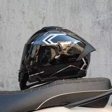 男女通用全盔摩托车头盔，ABS外壳，双镜片系统，快拆扣 - 全脸防护罩提供最大程度的保护，通风系统有效散热，双镜片防眩光，男女皆宜