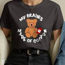 Creative Humor T-Shirt – Teddy Bear With Blood Bag And Funny Phrase - Hitam - View 2