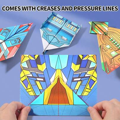 2025 儿童 3D 折纸飞机套装 - 彩色纸板，适合幼儿园小朋友，手工拼图玩具，航空模型入门 DIY 材料，生日礼物，圣诞礼物，完美礼物