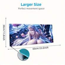 Anime Girl Design Washable Mouse Pad, Non-Slip Rubber Gaming Desk, High Definition Print, Durable Stitched Edges, Office, Study, And Gaming - Friends - 11,81x27,56in - Xem 4