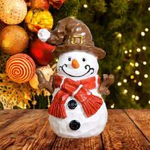 Figuras navideñas de resina: estatuas de Papá Noel y muñeco de nieve. Adornos de escritorio para decoración navideña del hogar y regalos. - blanco puro - Ver 1