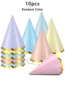 10pcs/5pcs Set Pastel Party Hats, Birthday Party Cone Hats, Cute Cake Cone Birthday Paper Hats, Adorable Crowns, Adult Party Hat Assortment, Bridal Wedding Bachelorette Party Decorative Hats, Colorful Caps - Multicolor - View 12