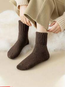 5 pares de calcetines de invierno para mujer, gruesos y cálidos, de punto suave y vintage, para usar con botas de nieve o de tobillo - Albaricoque - Ver 5