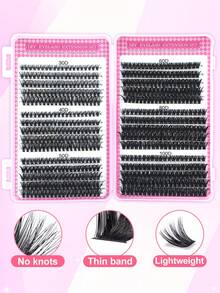 600 piezas Racimos de pestañas postizas con rizado en forma de D, pestañas rizadas de 30D/40D/50D/60D/80D/100D, rizado en D de 0.07mm, extensiones de pestañas de aspecto natural de 8-16mm de longitud, racimos de pestañas súper gruesas y largas, pestañas individuales rizadas, pestañas delgadas y largas para un efecto similar a una muñeca, adecuadas para uso doméstico de principiantes. 600 piezas de pestañas postizas súper densas, paquete de gran capacidad de 600 piezas. - DD - Ver 6