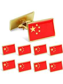 8件套 各国国旗金属方形徽章胸针配件