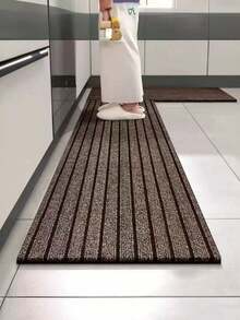 1 pezzo Tappeto, zerbino antiscivolo per casa e cucina, tappetino grande per ingresso, rifilabile - Strisce marroni - Visualizzare 8