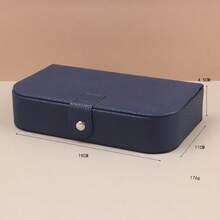 Autumn/Winter Vintage Lychee-Patterned Leather Portable Jewelry Box Travel Jewelry Organizer Designed For Bracelets, Earrings, And Rings Stylish Snap-Closure Storage Box Ideal For Women And Jewelry Enthusiasts Perfect For Daily Use Excellent Christmas Gift And Home Decor Companion - Royal Blue - View 7
