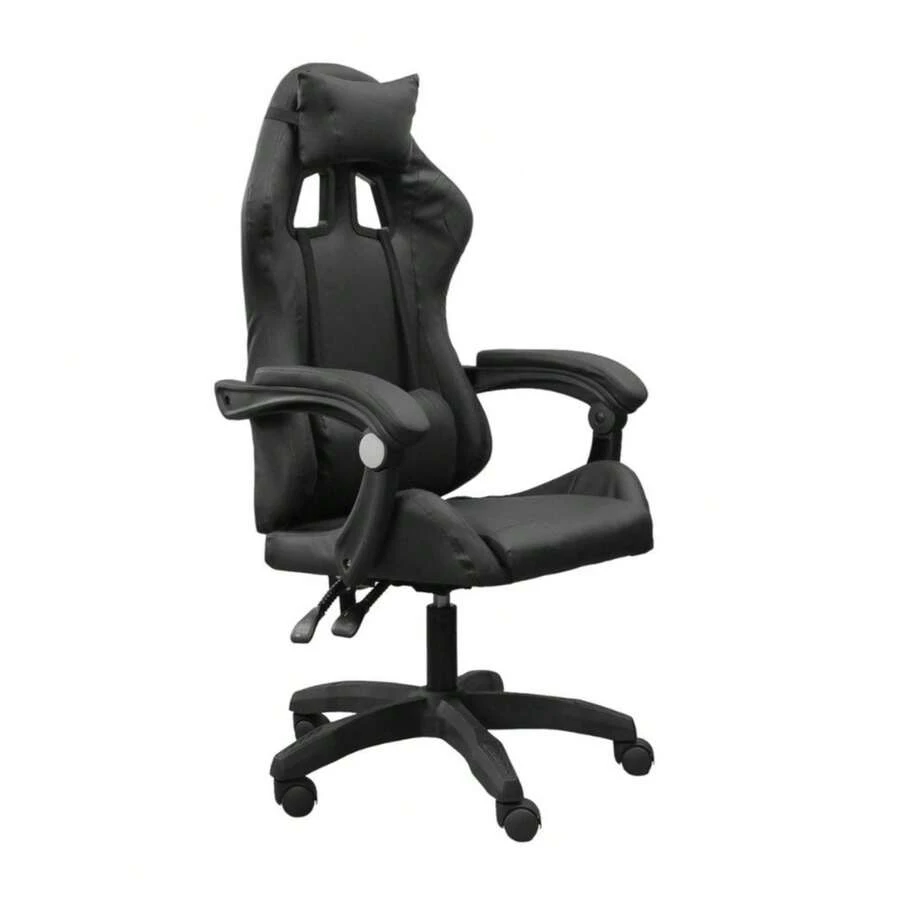 DASCK - Silla Gaming Negra Ergonómica Reclinable con Cojín Lumbar y Cervical | Altura Ajustable 200kg | Oficina y Juego - Negro - Ver 1