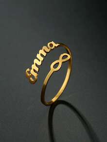 Anillo árabe personalizado, anillo árabe, anillo personalizado, anillo con nombre personalizado, regalo para ella, anillo árabe personalizado, exquisito anillo árabe - Anillo infinito de oro - Ver 4