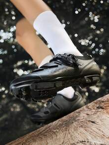 男士山地自行车鞋 Fiber 专业自锁式山地车锁片骑行鞋 男士新款可锁自行车鞋 男士防滑休闲徒步越野自行车鞋 - 炭黑 - 查看 5