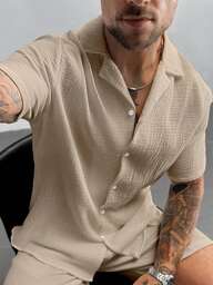 Men's Casual Vacation Shirt, Suitable For Summer Outings And Daily Wear. This Classic Solid Color Loose Short-Sleeve Shirt Features A Button-Up Design, Made Of 100% Lightweight And Breathable Cotton Fabric, Fashionable And Versatile, Ideal For Hawaii Beach Vacations, Music Festivals, And Daily Wear.