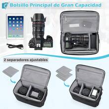 Lubardy Bolsa para Cámara DSLR/SLR/Mirrorless Funda Antichoque con Soporte para Trípode Bolsa Impermeable para Cámara con Protector de Lluvia para SLR, Negro - Negro - Ver 11