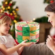 Cajas de calendario de Adviento, caja sorpresa navideña vacía en forma de disco de 12 días - Multicolor - Ver 5