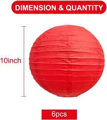 10-Inch Red Round Paper Lanterns Decorative Hanging Asia Japanese Paper Lanterns Lamp Birthday Wedding Bridal Shower Home Decor Party Decoration(6 Packs) - Hồng - Xem 4