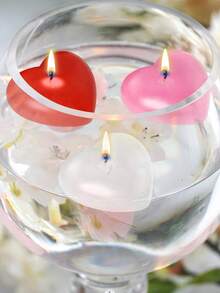 粉色心形漂浮蜡烛，心形漂浮蜡烛，漂浮蜡烛片，适用于桌面装饰、圆柱形花瓶、婚礼、派对、家居装饰、房间装饰 - 彩色 - 查看 9