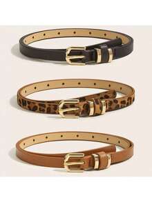 4pcs/3pcs/2pcs Oval Buckle, Square Buckle, Snake Skin And Leopard Print, Fashion Decorative Buckles, Versatile For Daily Use, Suitable For Women's Belts, Ideal For Valentine's Day, Summer, Back To School, Autumn, Christmas - Multicolor - View 4