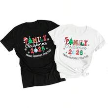 Camisetas de Navidad para Parejas, Él y Ella, Pijamas Familiares Divertidos de Navidad, Camiseta de Manga Corta - Blanco - Ver 12