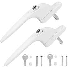 2 UPVC Window Handles With Locks - White Universal Espag Handle, Shaft Length 43mm, Including Key, Suitable For Indoor And Outdoor UPVC Windows - White - View 6