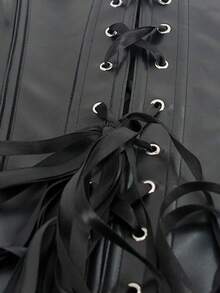 一件万圣节/圣诞节派对性感黑色上衣，配有可调节PU腰带，具有显瘦提臀功能，适合节日派对穿着。 - 彩色 - 查看 5