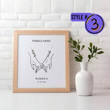 Married Personalised Print Just Married Pinkie Promise Wedding Gift Hands Line Art Anniversary Gift Idea Print Couple Poster Wall Art Prints - Multicolor - View 32