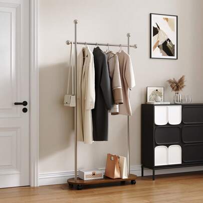 Porte-manteau style vintage, Portant à vêtements sur pied pour l'entrée, la chambre, Portant mobile de rangement des vêtements pour usage domestique