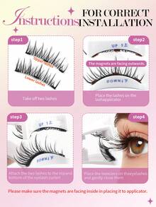 MAGEFY 3对CC卷翘磁性假睫毛套装/10对尖尾卡通黑色图案自然款假睫毛，含磁性夹子，混合款式，无需胶水，自然逼真，可重复使用，7-12mm仿貂毛假睫毛，适合日常佩戴，防水，卡通风格，外眼角加长设计，放大双眼，纤长纤细，是旅行、海滩度假、露营的理想之选。 - 自然纖長款 - 查看 9