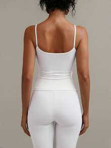 XLLAIS Sexy Backless Women's Camisole, Elastic Casual Spaghetti Strap White Top - White - View 3
