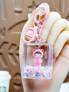 Cute Cartoon Dreamy Bear Keychain, Pastel Pink Plush Doll Charm, Lovely Gift For Girls, Couple Bag Pendant - Multicolor - View 4