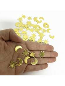 100片月亮和星星形状的派对纸屑，纸质桌面装饰品，适用于各种场合，例如婚礼、生日、周年纪念日、单身派对、伊斯兰节日（斋月、宰牲节）、圣诞节、万圣节、感恩节、新年、父亲节和母亲节。 - 彩色 - 查看 2