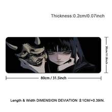 1pc Japanese Oni Mask Girl Control Mousepad XXL Mouse Pad Electronic Sports Keyboard Pads Gaming Setup Accessories Mouse Mat - Black - View 12