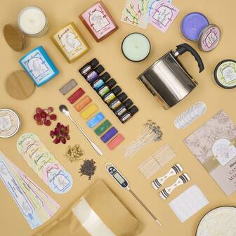 Glintmos 1 Set 67 Pieces Premium DIY Candle Making Kit For Adults, Aromatic Candles Making Tool Set, Sticker Stainless Steel Wax Melting Pot, Candle Making Supplies Tools Kit With Soy Wax, 8 Essential Oils, 10oz Jars, 8oz Tins, Perfect As Home Decorations, Christmas Craft Gifts - DIY Starter Scented Candles Making Kit