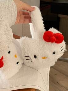Sanrio 1 件可爱纯色 Hello Kitty 毛绒耳罩，休闲户外自行车保暖耳罩，厚毛耳套，适合秋冬季 - 彩色 - 查看 8
