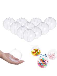 10个透明可填充装饰球 - 透明塑料工艺装饰品，DIY塑料亚克力可填充球，适用于圣诞派对装饰、婚礼和日常装饰、房间装饰、派对用品 - 彩色 - 查看 1