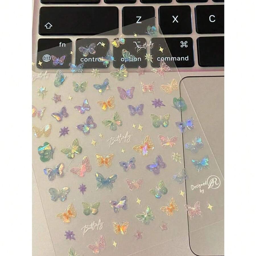 1pc Butterfly & Color Changing Laser Holographic Sticker High-End Embossed Diy Notebook Sticker - Multicolor - View 1