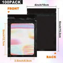 50/100pcs Black Holographic Storage Bags | Airtight, Smell-Proof Mylar Bags With Strong Zipper Lock For Food Preservation (Coffee, Tea, Herbs) & Premium Product Packaging. Thick, Sturdy Sealed Bags Also Ideal For Organizing Knives, Handicrafts, And Gourmet Gift Sets. - Multicolor - View 2