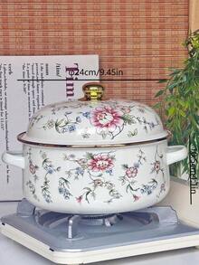 1st 搪瓷锅，双手柄双盖，电镀边缘设计，16/18/20/22/24厘米可选，适用于餐厅和家庭烹饪，非常适合家庭聚会、节日派对、春夏露营和野餐 - 薔薇 - 查看 13