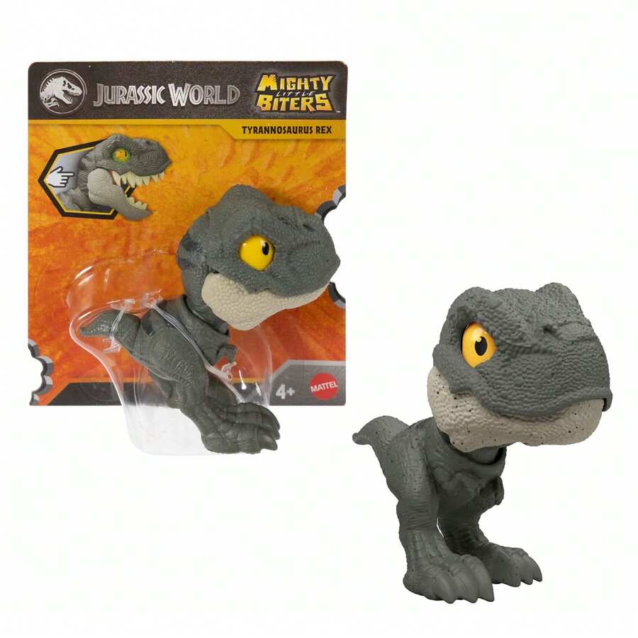 Mattel 侏罗纪世界小小恐龙玩具，可咬合，眼睛可变，可收藏恐龙模型，适合3-8岁男孩女孩，可作复活节彩蛋填充物，也可作圣诞节、生日、感恩节礼物 - 霸王龍 - 查看 1