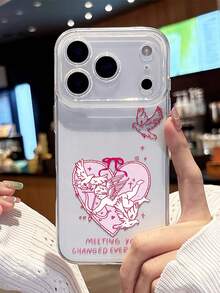 1pc Cupid Themed Unique Transparent Soft Silicone Protective Phone Case Compatible With IPhone 17 Pro Max, 16 Pro, 15, 14, 13, 12, 11 - Clear - View 2