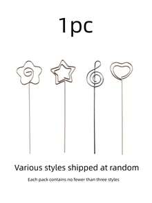 10/30 件套金属花艺铁丝，适用于插花，4.7 英寸花卡夹，4 种形状的工艺铁丝夹，桌面婚礼派对生日 DIY 卡片夹（银色） - 銀色 - 查看 13