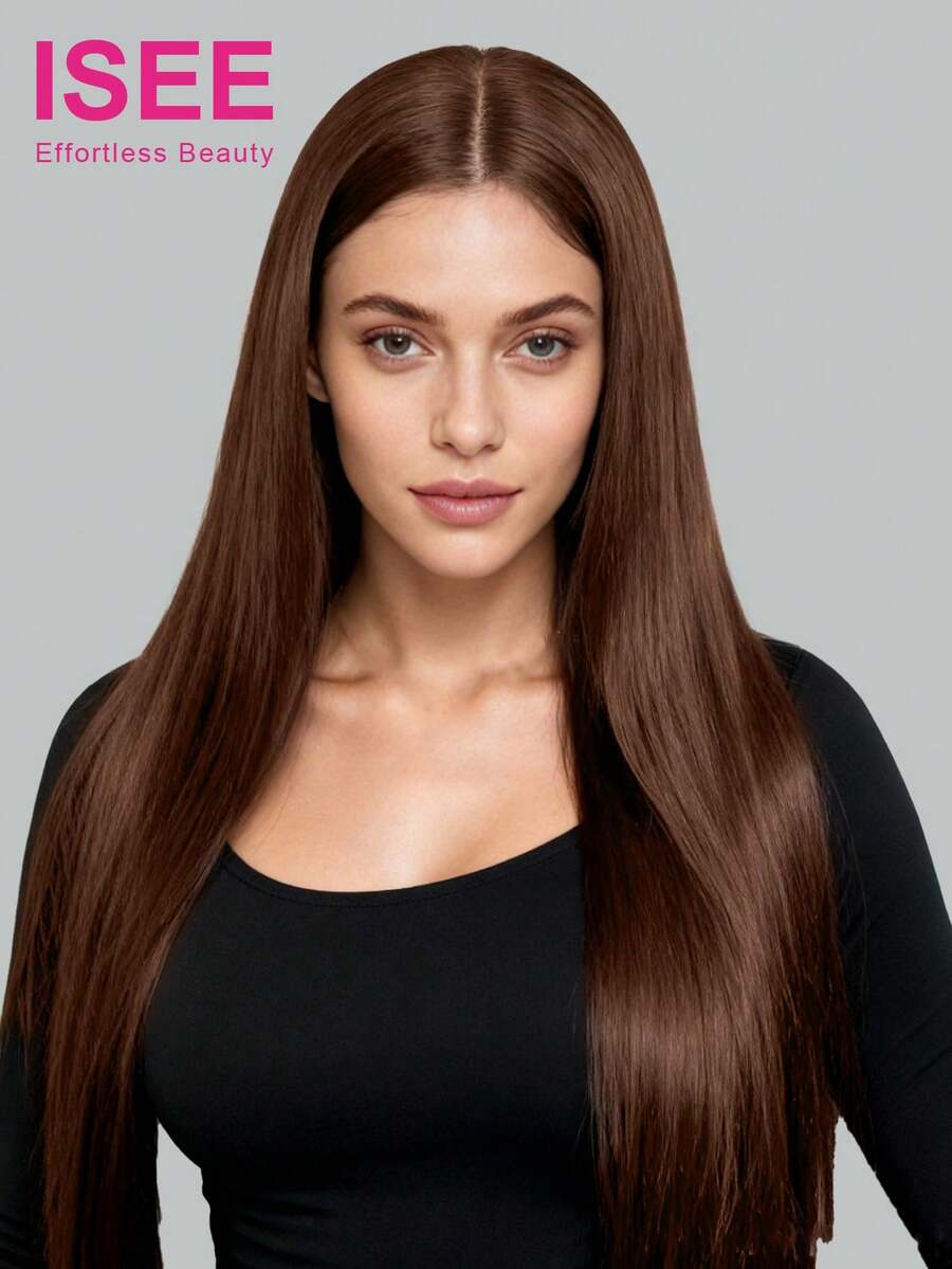 ISEE Hair Wear Go Glueless Straight Lace Closure Wig 6x4 Transparent Lace Unprocessed Soft And Healthy Hair Wigs Chocolate Brown Color 16-28 Regular Inch 180% Density Pre-Cut & Pre-Plucked Hairline Wig Brazilian Human Virgin Hair Looking Stylish For Women Vacay Vibes Active Energy Travel Essential