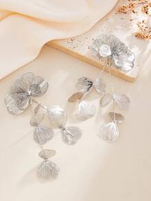 2pcs/Set Luxurious Leaf Tassel Earrings, Elegant Luxury, Suitable For Vacation, Party, Casual, Street Style, Wedding, Anniversary, Unisex Charm Jewelry Gift - Earring - View 7