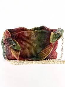 Bolso de noche de mujer hecho a mano con cristales anudados y rhinestones, bolso de lujo totalmente cubierto de rhinestones, adecuado para ocasiones formales - Multicolor - Ver 3