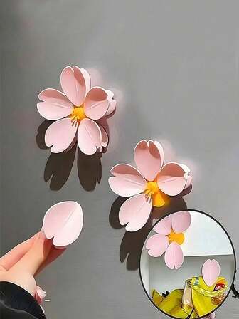 3 piezas Clips de embalaje de alimentos, Clips de sellado con flores de cerezo, Clips de sellado de bolsas de alimentos, Etiquetas de refrigerador estilo Ins, 5 Clips de sellado, Etiquetas magnéticas de refrigerador con flores de cerezo, Adecuado para bolsas de plástico y aperitivos, dormitorio, viajes, oficina, escuela, aperitivos horneados, sellado de bolsas de embalaje.