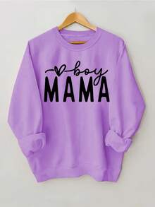 2026 New Year Cotton Sweatshirt Plus Size Letter Print Sports Shirt, Spring And Autumn Round Neck Casual Sports Shirt, Women's Plus Size Loose And Comfortable Winter Clothes For Women - 淺灰色 - 查看 7