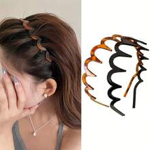 2 Băng đô sóng cổ điển dành cho nữ - Băng đô chống trượt hình răng cưa, họa tiết mai rùa và đen - Thích hợp để đeo hàng ngày và ngày lễ tình nhân, Băng đô đeo hàng ngày | Phụ kiện tóc sóng | Băng đô hình răng cưa, Phụ kiện tóc - Nhiều màu - Xem 2