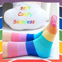 5 Pairs Kids' Striped Sports Socks, Cute Short Socks, Breathable & Comfortable, Suitable For Boys And Girls, Autumn/Winter