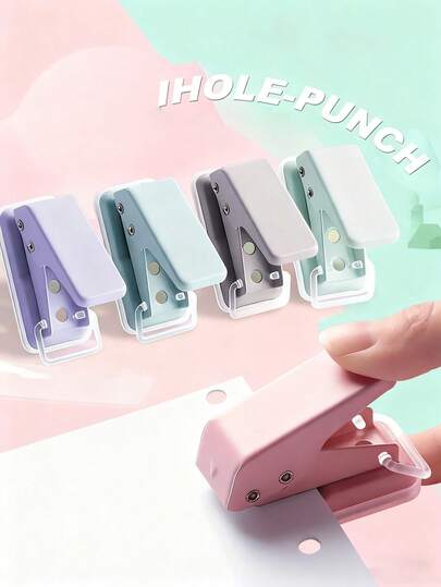 1 Cute Metal Single Hole Punching Machine, Multi-Color Mini Punching Machine, Suitable For Binding Books, Notebooks, DIY Card File Paper In School Offices