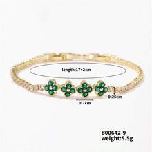 Colorful Zirconia Shiny Copper Bracelet, Suitable For Daily Wear - Green - View 7