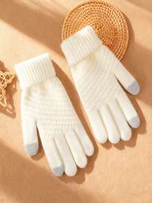 Winter New Arrivals: Pineapple Pattern Touch Screen Knitted Full-Finger Warm Thick Jacquard Wool Gloves, Christmas Accessories, Winter Gloves